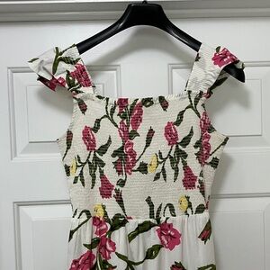 Vineyard Vines Long Floral Dress with Pink and Green